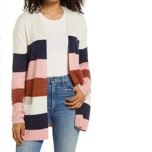 Nordstrom Caslon® Open Front Striped Cardigan XL
